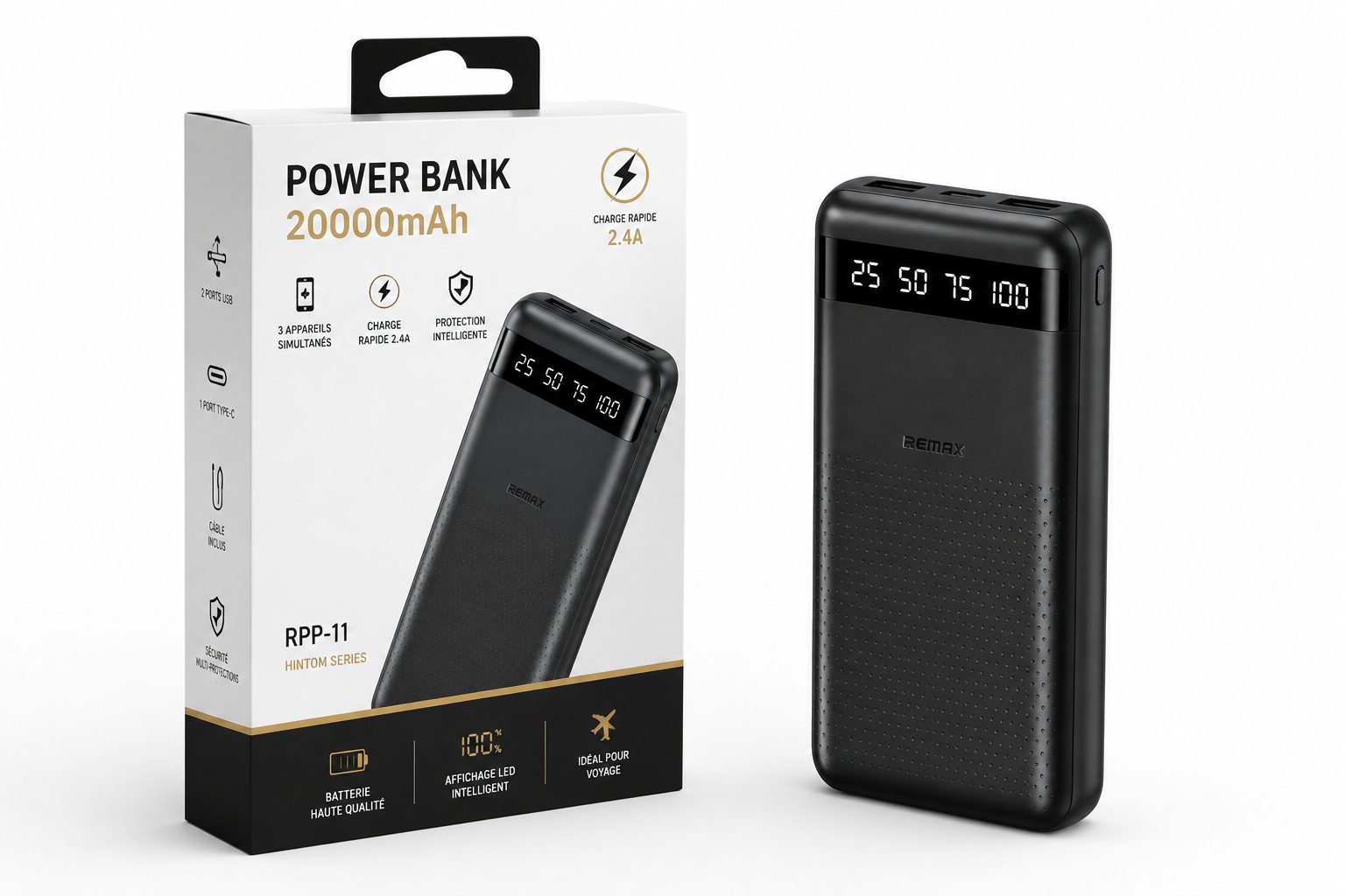 Batterie externe 20 000 mAh — écran LED