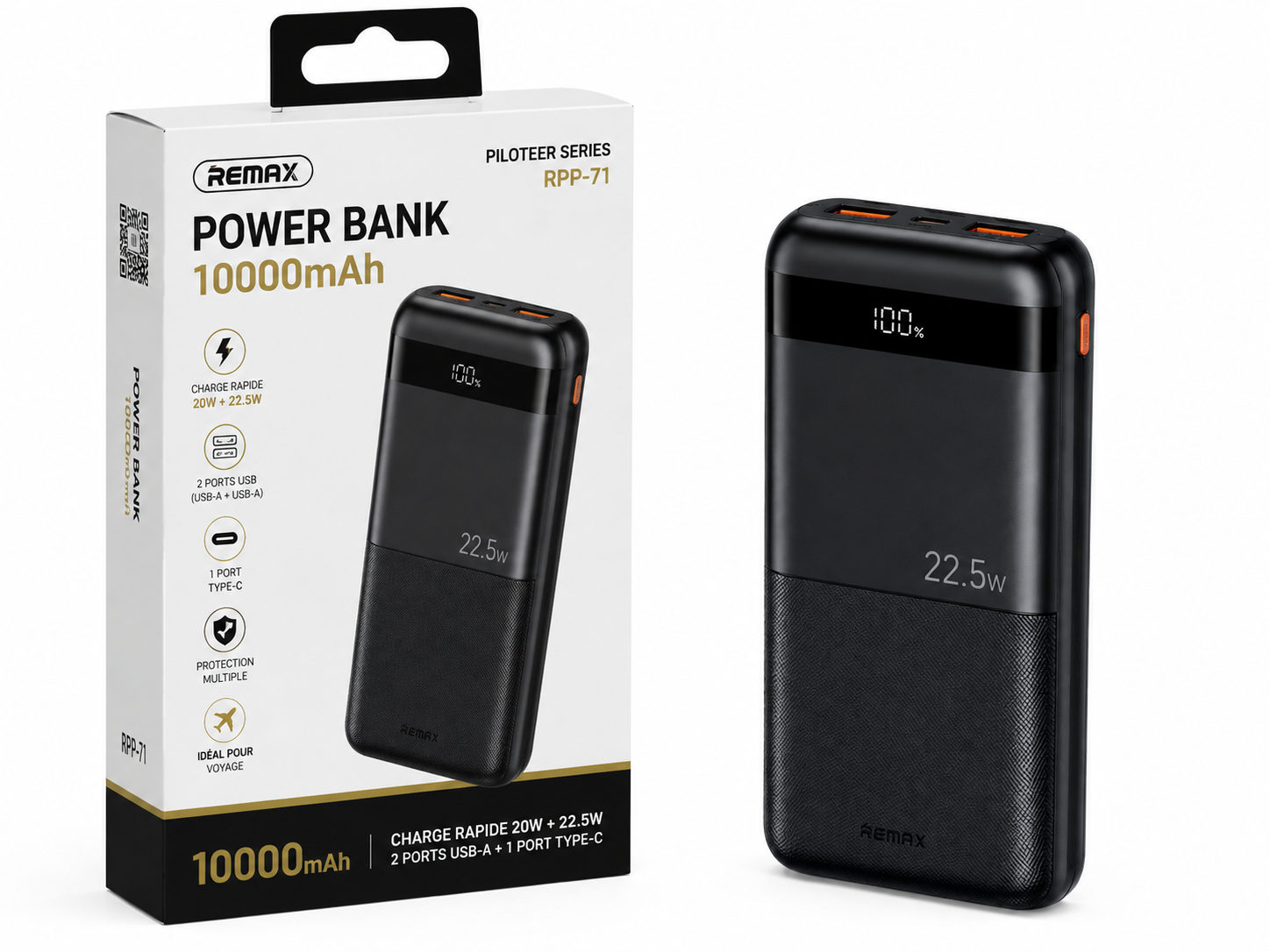 Batterie externe 10 000 mAh — Charge rapide 22,5 W